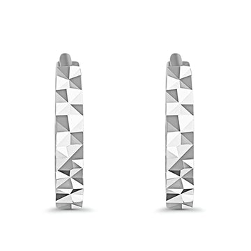 14K White Gold 2mm Square Tube Huggies Earrings- Best Anniversary Birthday Gift for Her